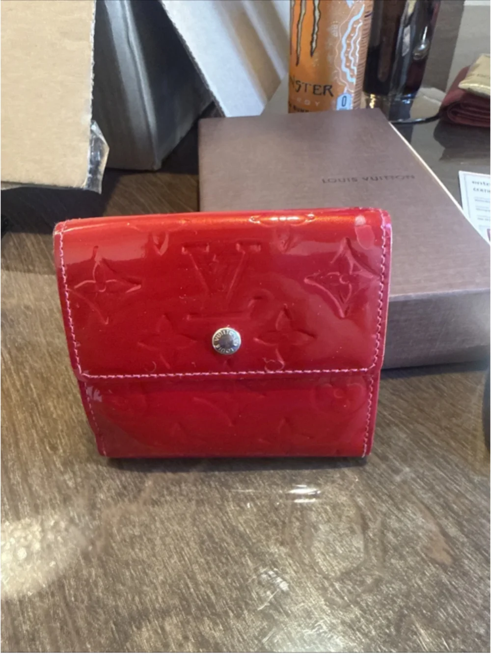 Louis Vuitton Vernis Red Patent Leather Wallet Coin Purse